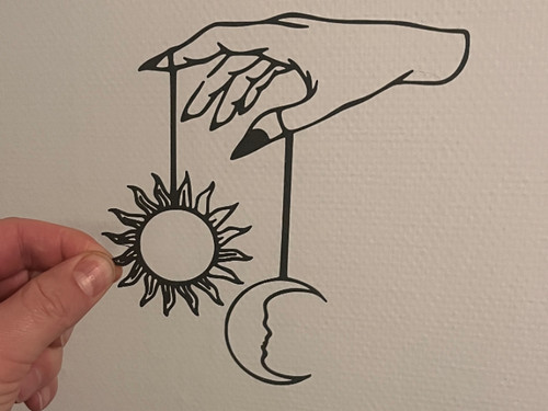 Wandbild mond sonne und hand - wandbild,